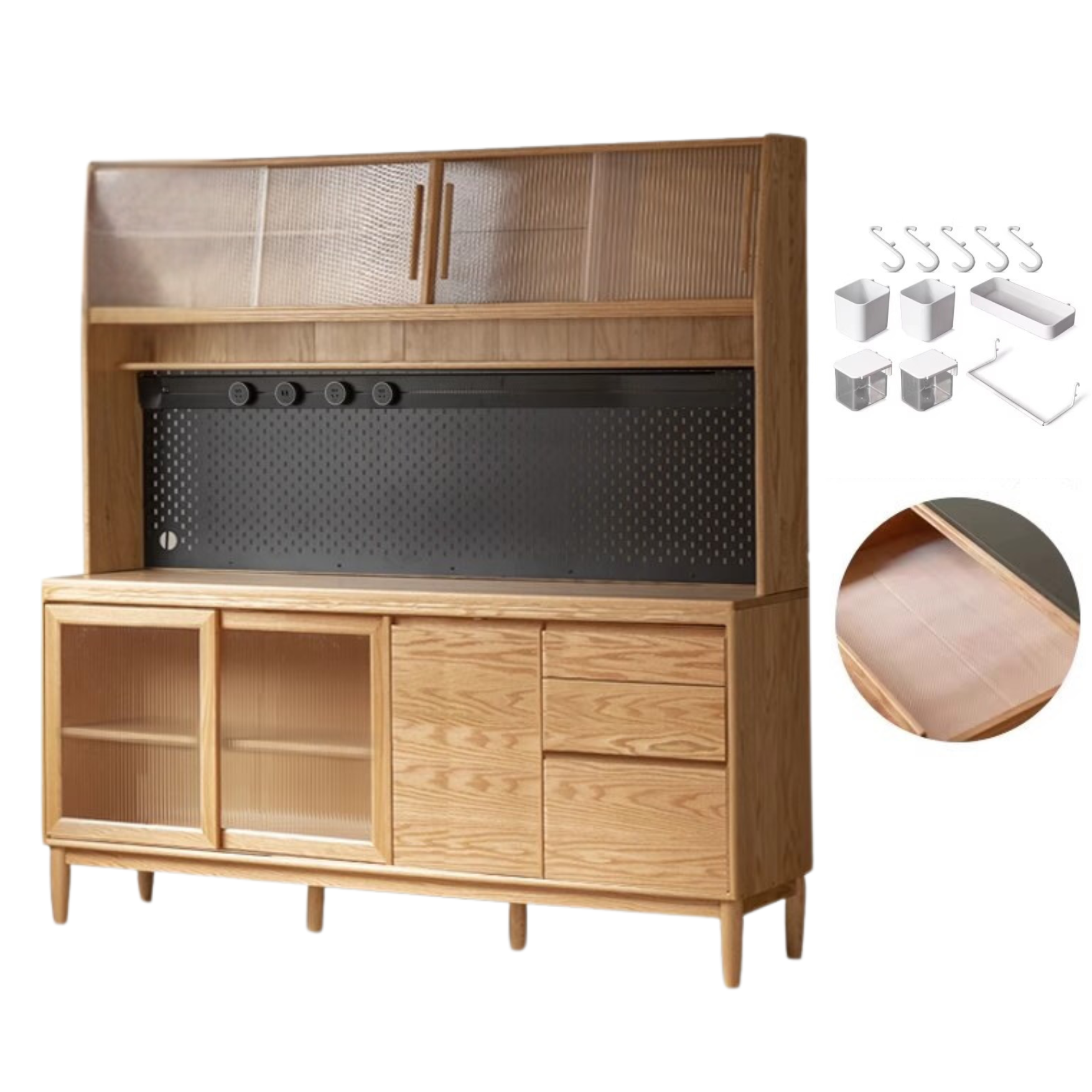 Oak, Ash, White Ash Solid Wood Large Capacity Storage Sideboard