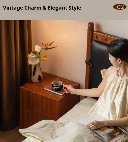 Poplar, Black Walnut Solid Wood Antique Style Nightstand