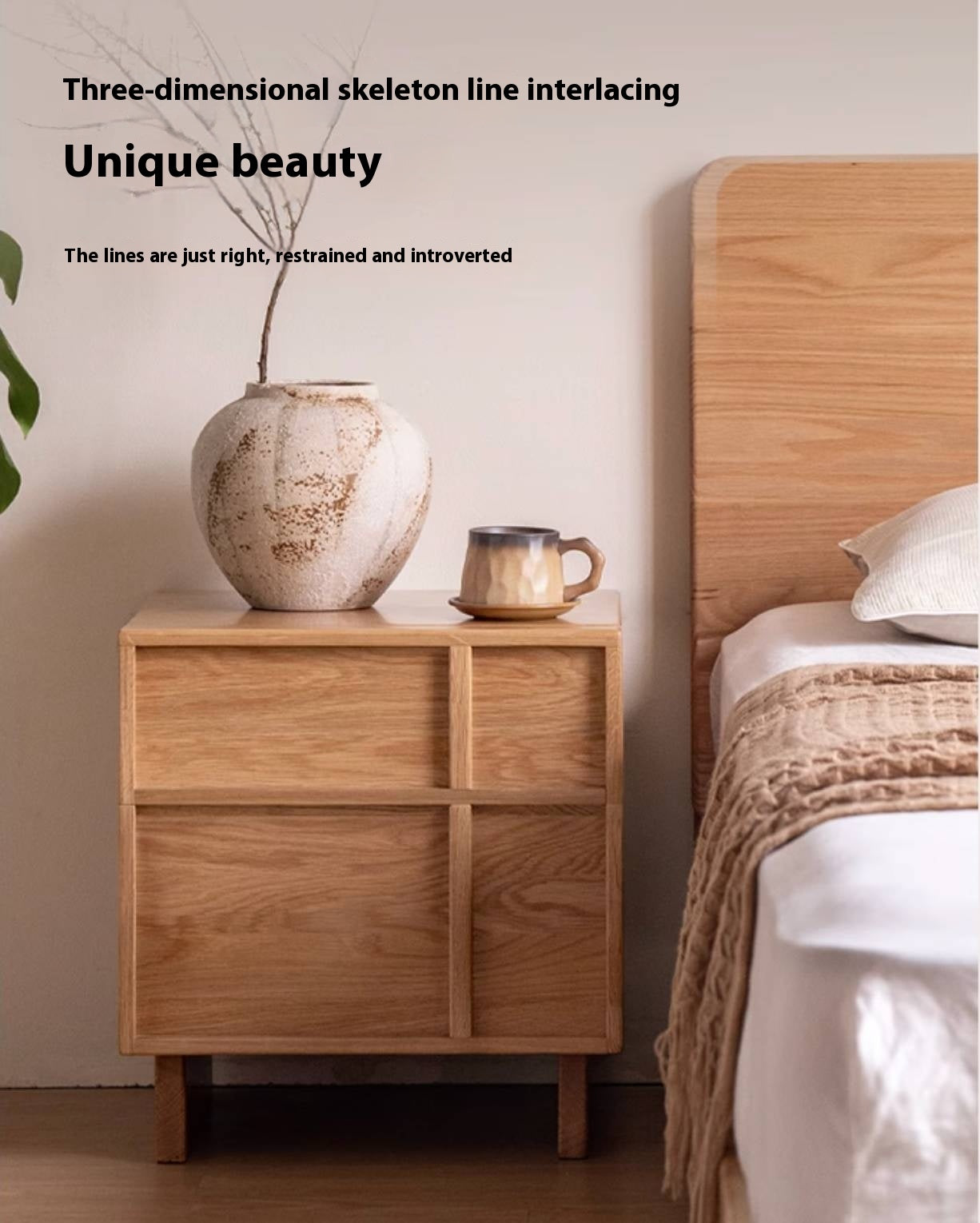 Red Oak, White Oak, White Ash Solid Wood Two-drawer Nightstand