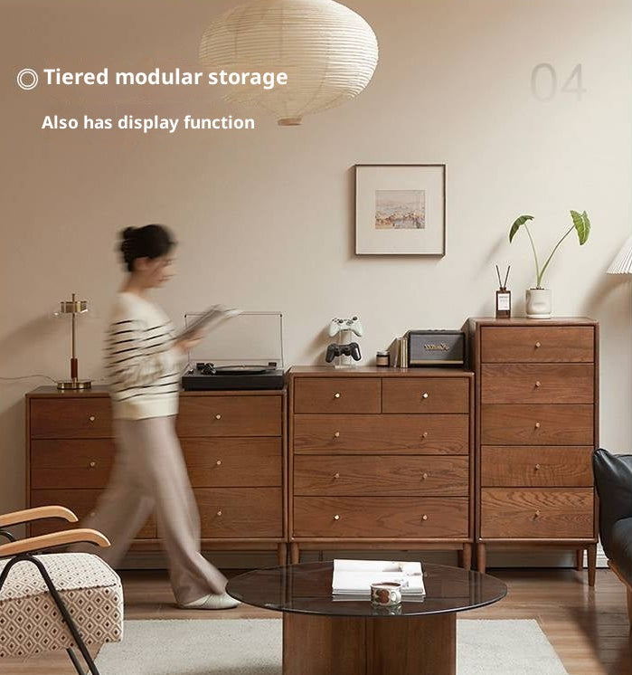 Oak, Solid Rubberwood Modern Minimalist Chest of Drawers