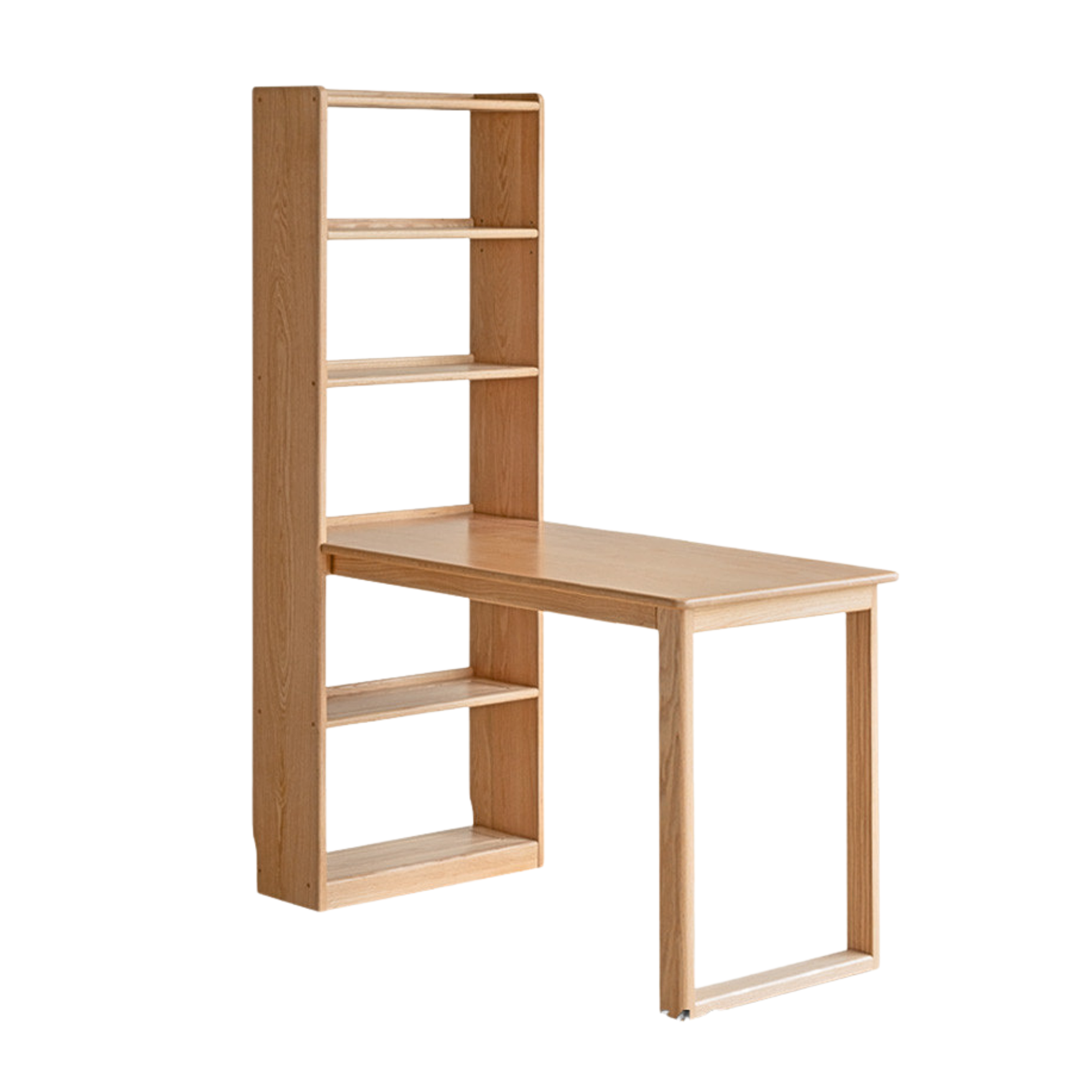 Oak Solid Wood Desk and Bookshelf Integrated Office Desk