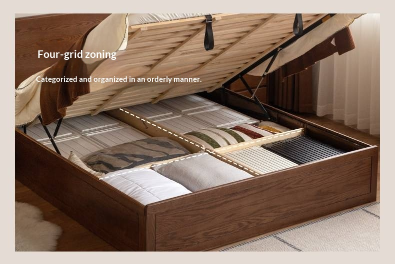 Oak Solid Wood Box Bed — Modern Minimalist Design