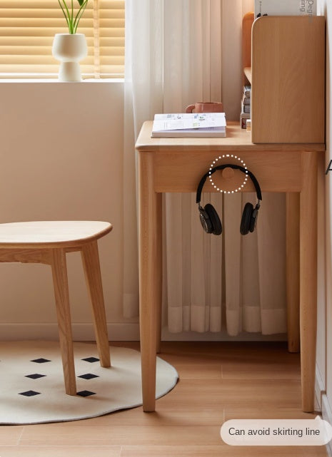 Beech Solid Wood Modern Narrow Desk Bookshelf Integrated.