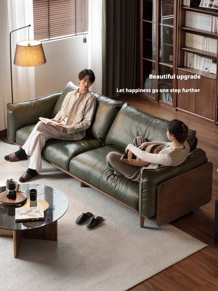 Black Walnut Solid Wood,Solid Sandalwood Genuine leather, fabric Sofa