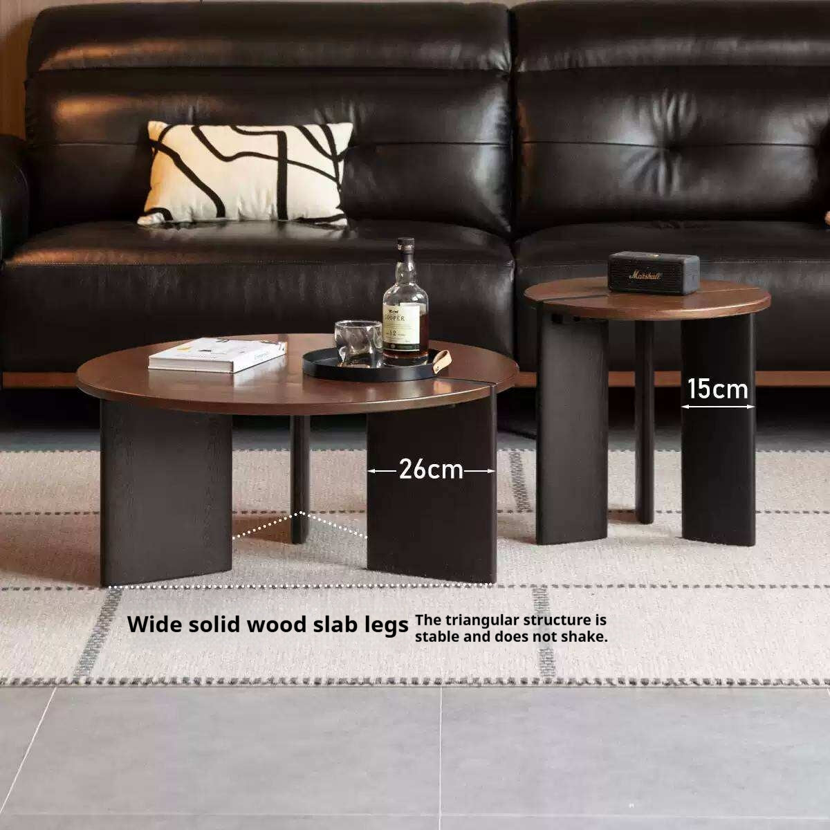 Sandalwood, Golden Pear Solid Wood Round Coffee Table with Italian Modern Design