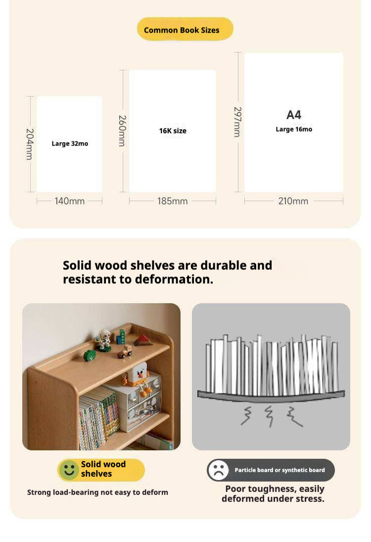 Beech Solid Wood Children's Bookcase.