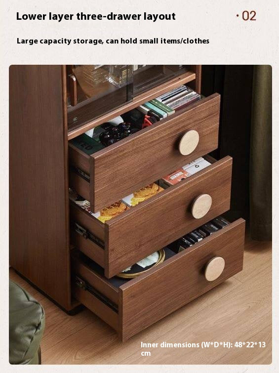 Black Walnut Solid Wood Retro Side Cabinet