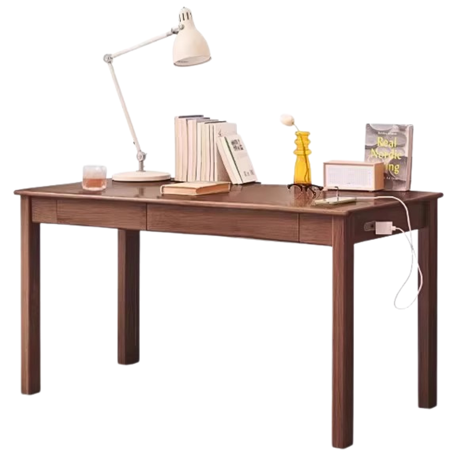 Oak, Ash Solid Wood USB Office Desk