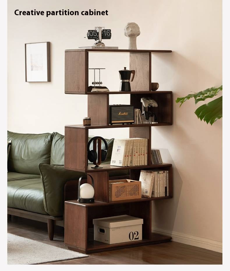 Oak Solid Wood Partition Rack Antique Shelf