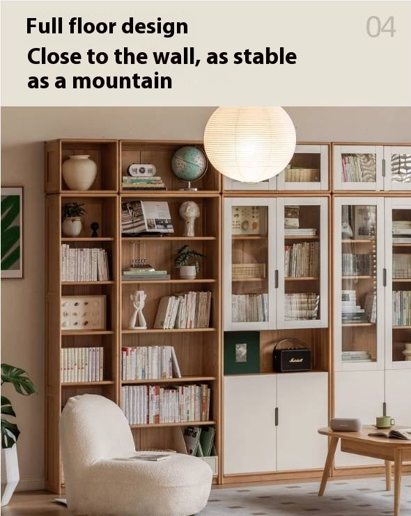 Oak Solid Wood Bookcase Storage Style Floor High