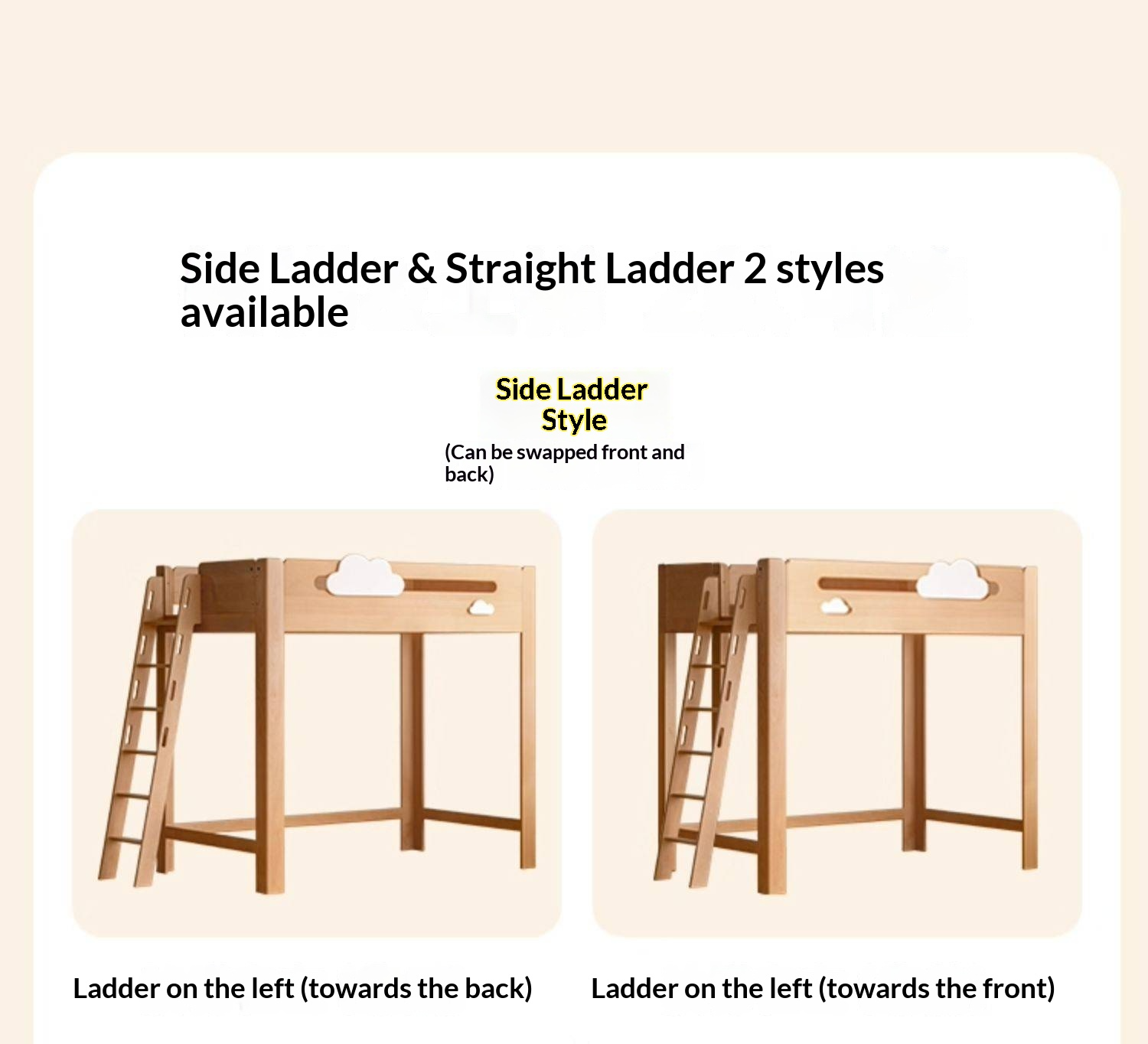 Rubberwood Solid Wood Children's Loft Bed