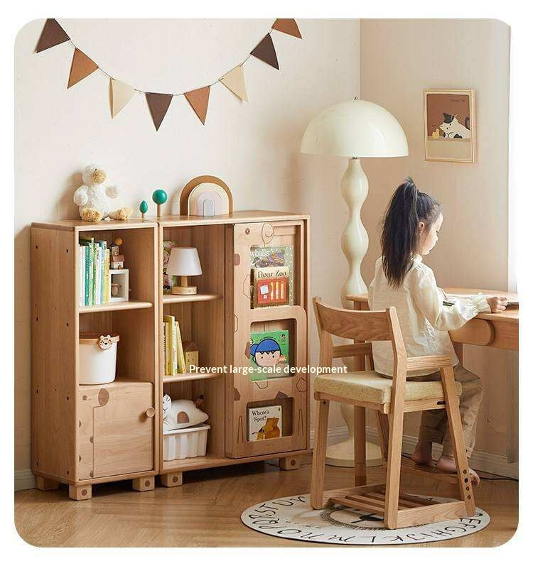 Oak Solid Wood Multi-Layer Children's Bookcase