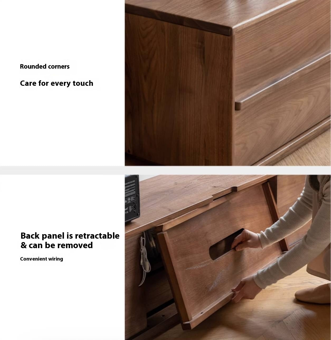 White Oak, Black Walnut Solid Wood TV Stand