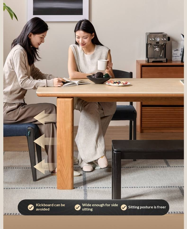Cherry Solid Wood Vintage Style Slab Dining Table with Sintered Stone Top