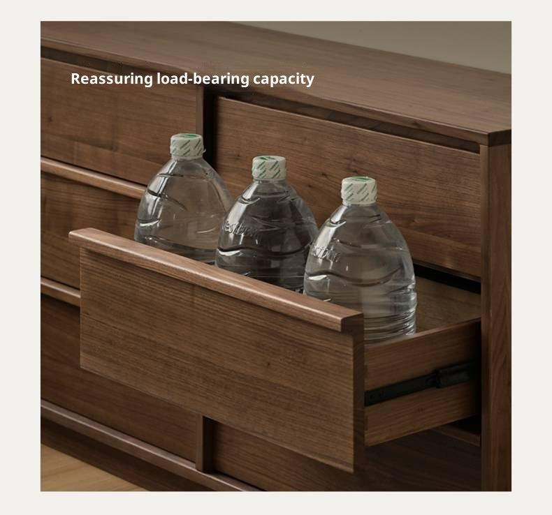 Black Walnut, Sandalwood, Oak Solid Wood Skeleton Line Chest of Drawers