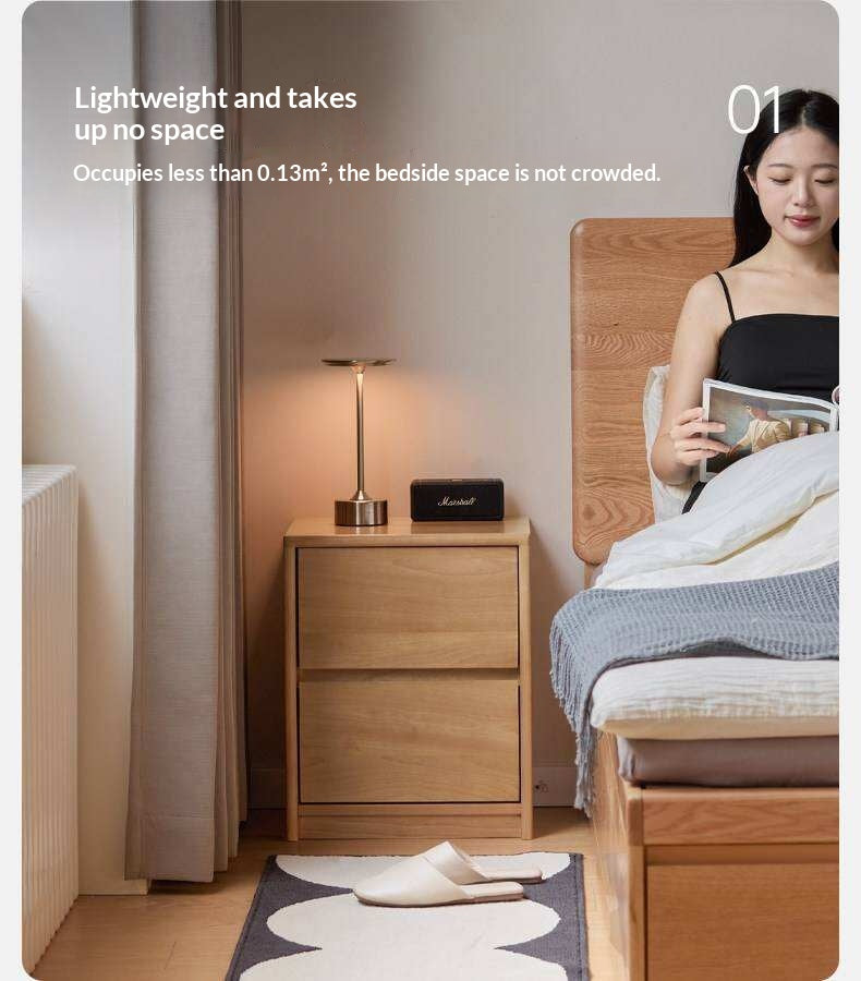 Birch Solid Wood Modern Minimalist Nightstand with Storage Cabinet