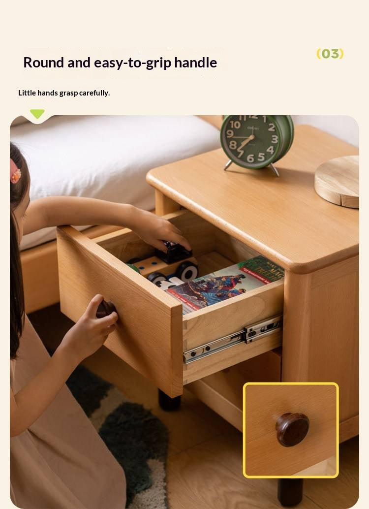 Oak, Beech Solid Wood Two-Drawer Nightstand