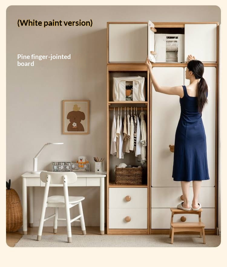 Oak Solid Wood Kids Wardrobe Combination