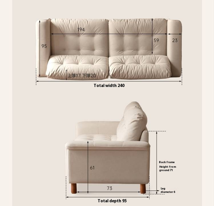 French Retro Fabric Sofa – High-Back with Pet-Friendly Scratch-Resistant Fabric