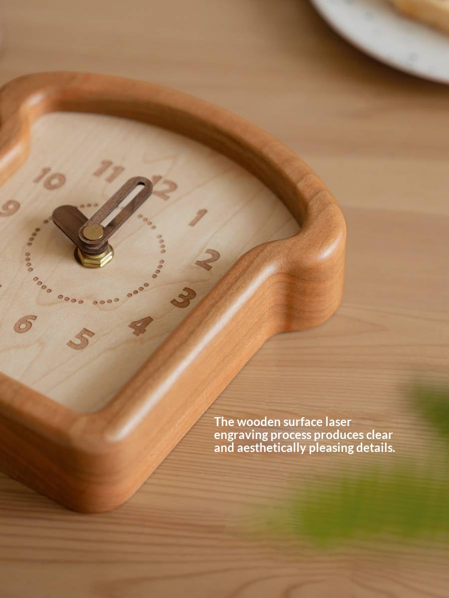 Cherry, Black Walnut Solid Wood Toast Clock Creative