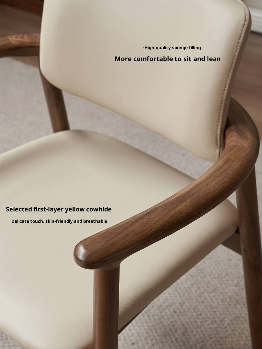 Black Walnut Solid Wood Dining Chair with Backrest