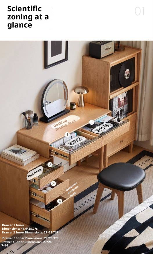 Ash Solid Wood Modern Retractable Dressing Table