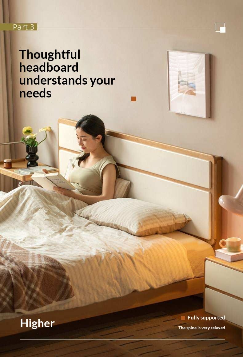 Beech Solid Wood Modern Simple Large Double Edge Bed