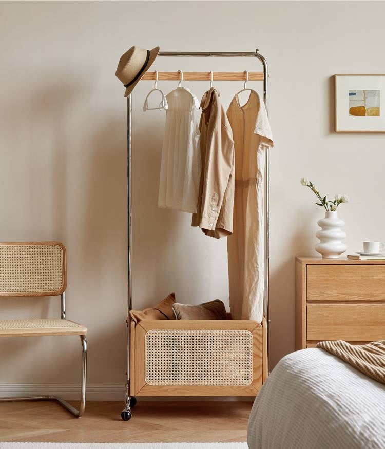 Rubberwood, Oak Solid Wood Rattan Woven Hanger