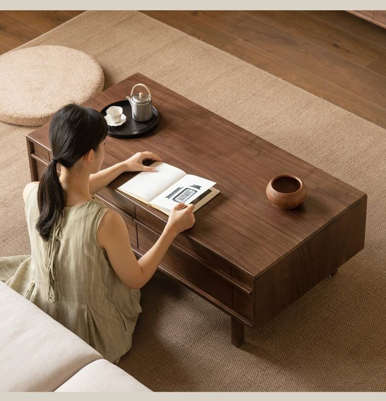 Black Walnut Solid Wood Modern Casual Coffee Table