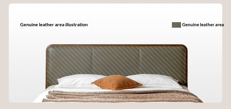 Black Walnut, Beech Solid Wood Retro Upholstered Large Bed