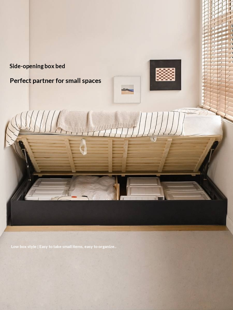 Rubberwood Solid Wood Platform Bed, Headboard-Free Box Bed, Modern Minimalist