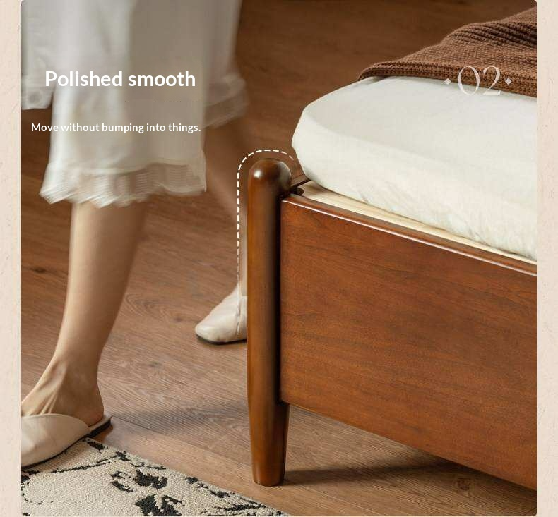 Poplar Solid Wood French Country Arched Panel Bed with Storage Base Box Bed