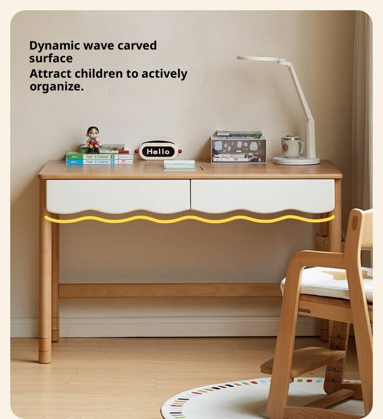 Beech Solid Wood Children's Desk Adjustable Writing Desk
