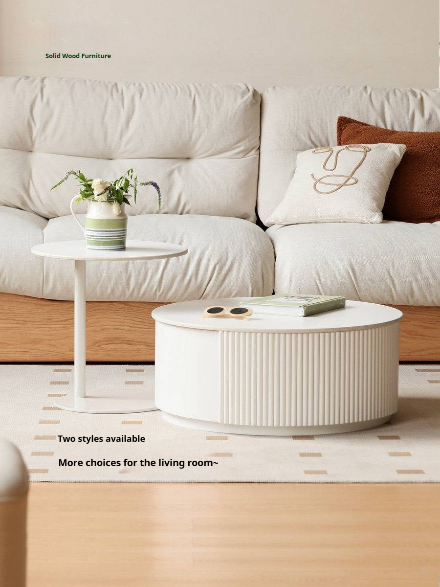 Tulipwood Solid Wood Milk Oil Wind Combination Storage Rock Coffee Table.