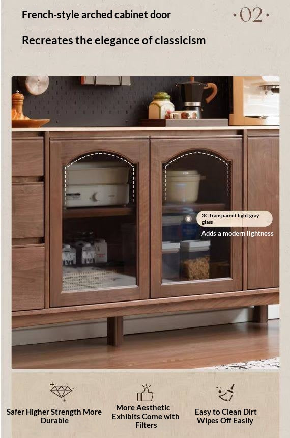 Black Walnut Solid Wood Retro Buffet Cabinet, Sideboard