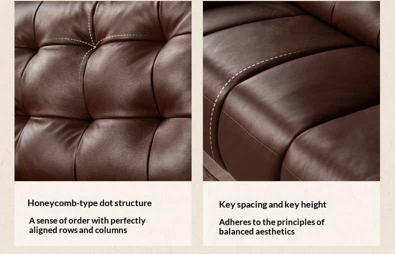 Genuine Leather American Retro High-Back Sofa with Checkerboard Black Bear Pattern