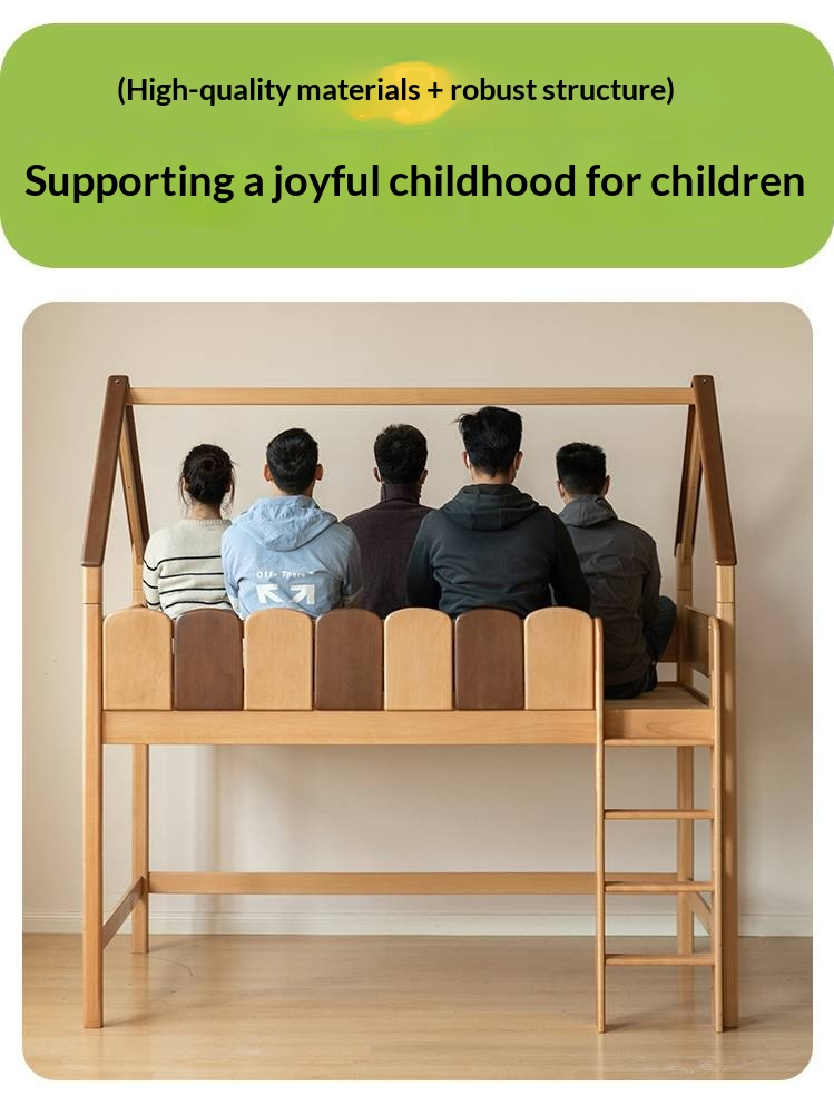 Beech Solid Wood Children's Treehouse Bed Multifunctional Loft Bed