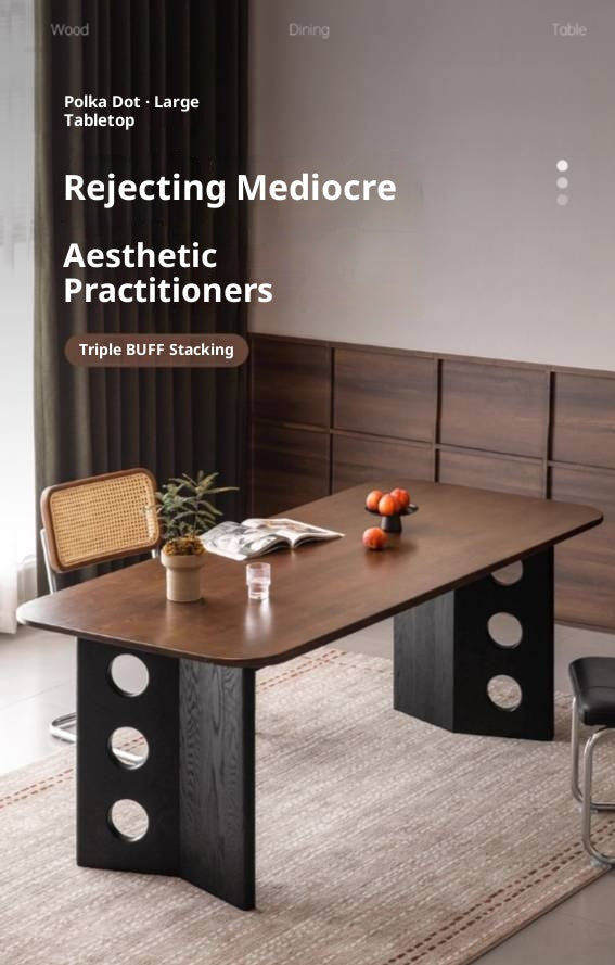 Black Walnut, Ash Solid Wood Retrо Dining Table