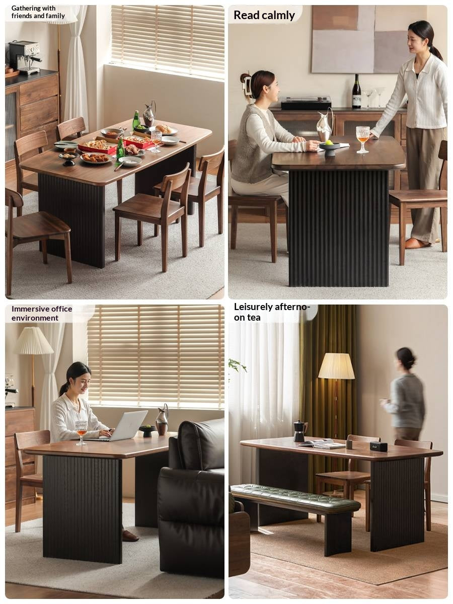 Black Walnut Solid Wood Light Luxury Style Dining Table
