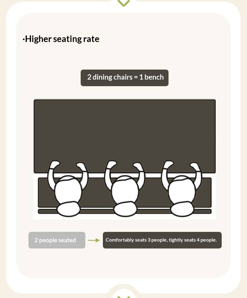 Solid Rubberwood French Cream Style Long Bench