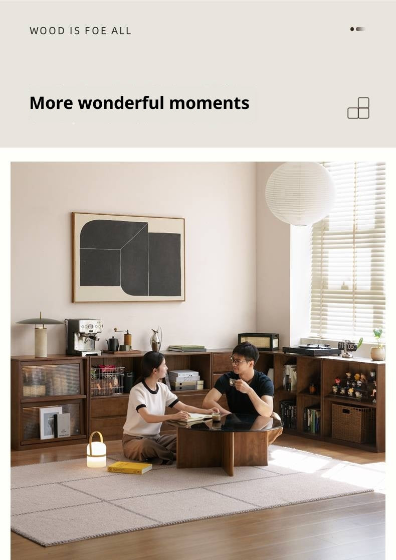 Solid Rubberwood Wall-Mounted Combination Bookcase