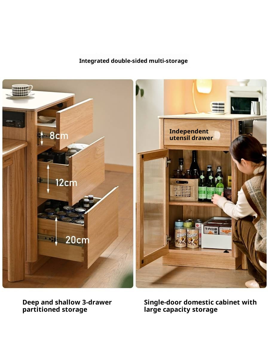 Oak, Beech Solid Wood Modern Rock Plate Island Table