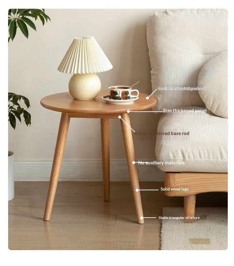 Oak, Solid RubberWood Nordic Style Side Table