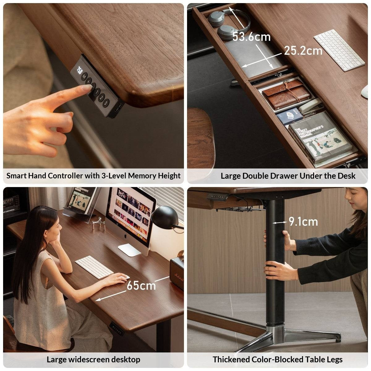 Black Walnut, Oak Solid Wood Lift-Top Office Desk