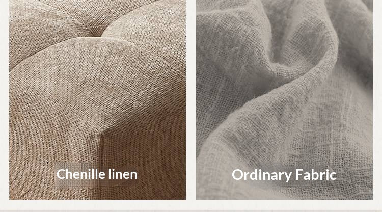 Pine Solid Wood Modular Sectional Sofa in Chenille Faux Linen with Feather-Filled Cushions, Chaise and Ottoman Options