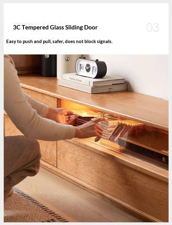 Cherry Solid Wood Modern Simple Floor TV Stand