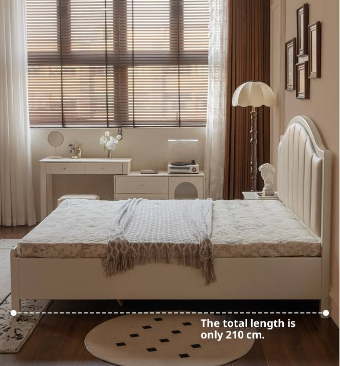 Rubberwood Solid Wood White Large Box Bed American Style