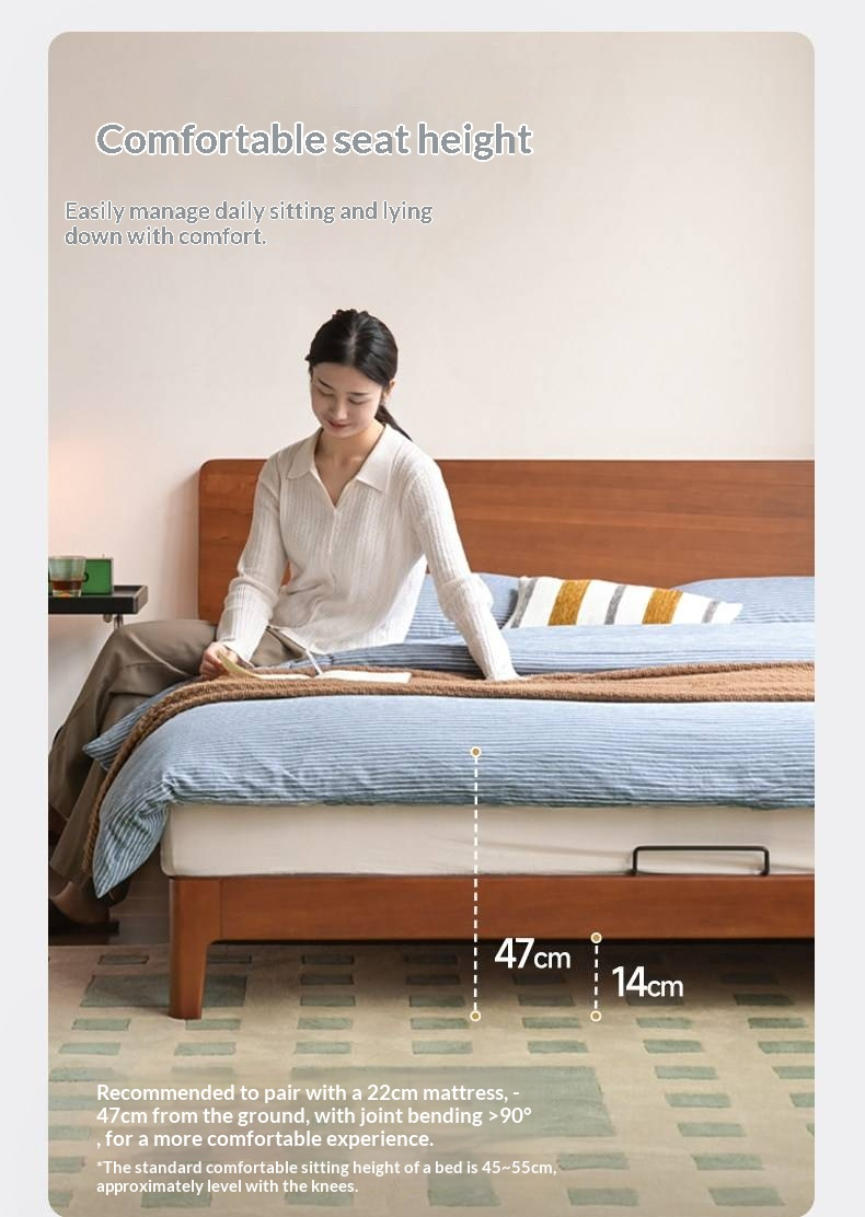 Poplar Solid Wood Bed — Retro Edge Vintage Slab Bed