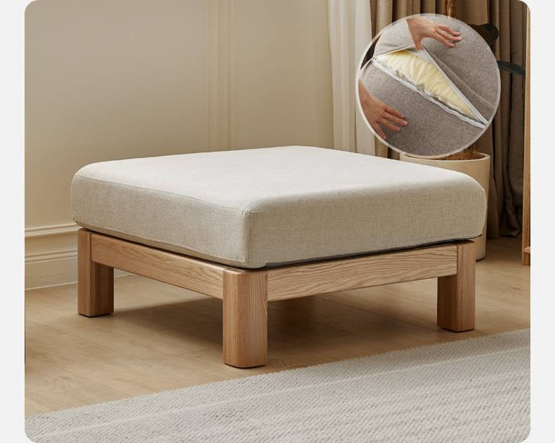 Ash, Oak, Black Walnut Solid Wood Fabric Footstool-