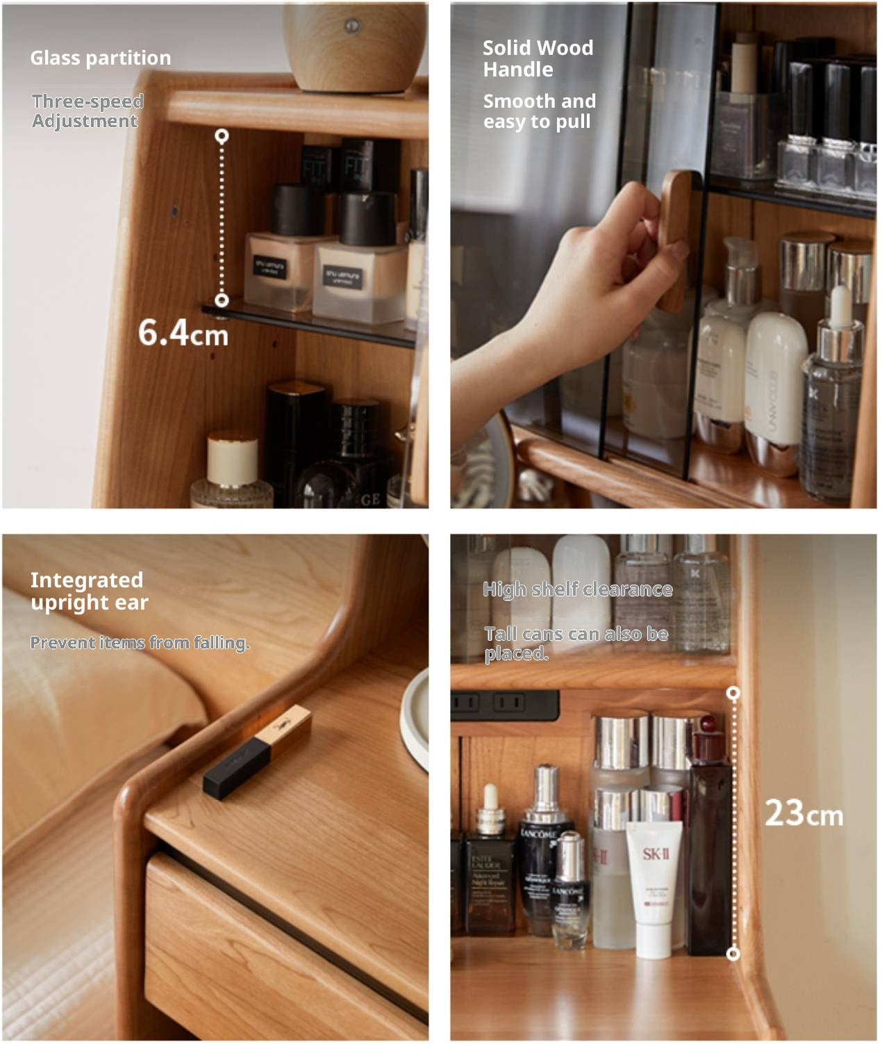 Cherry Solid Wood Multifunctional Retro Vanity Table